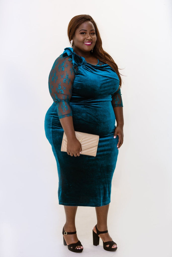 Royce Velvet Bow Dress - CurvEssentials Boutique, LLC